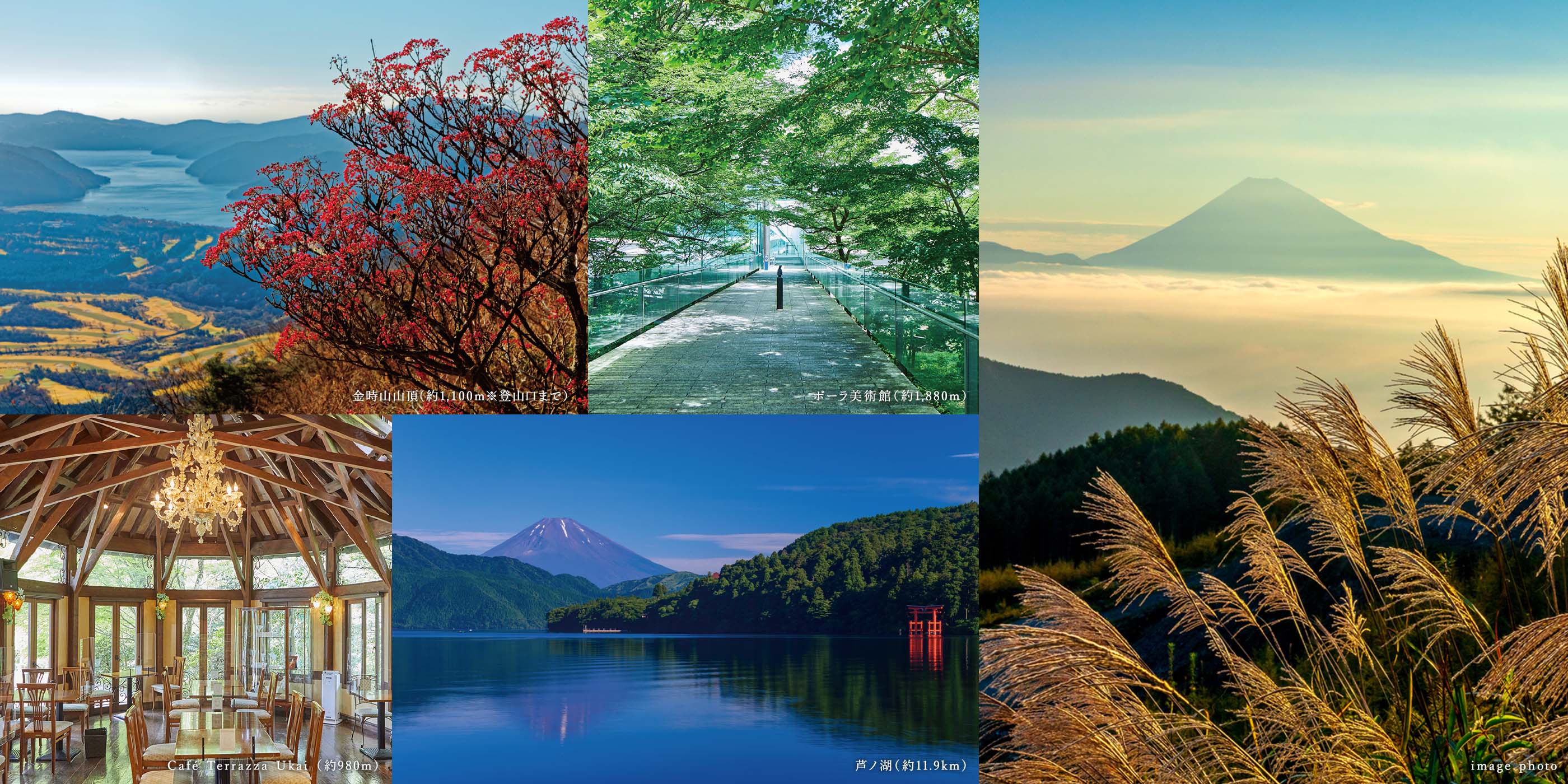 金時山山頂、ポーラ美術館、Cafe Terrazza Ukai、芦ノ湖
